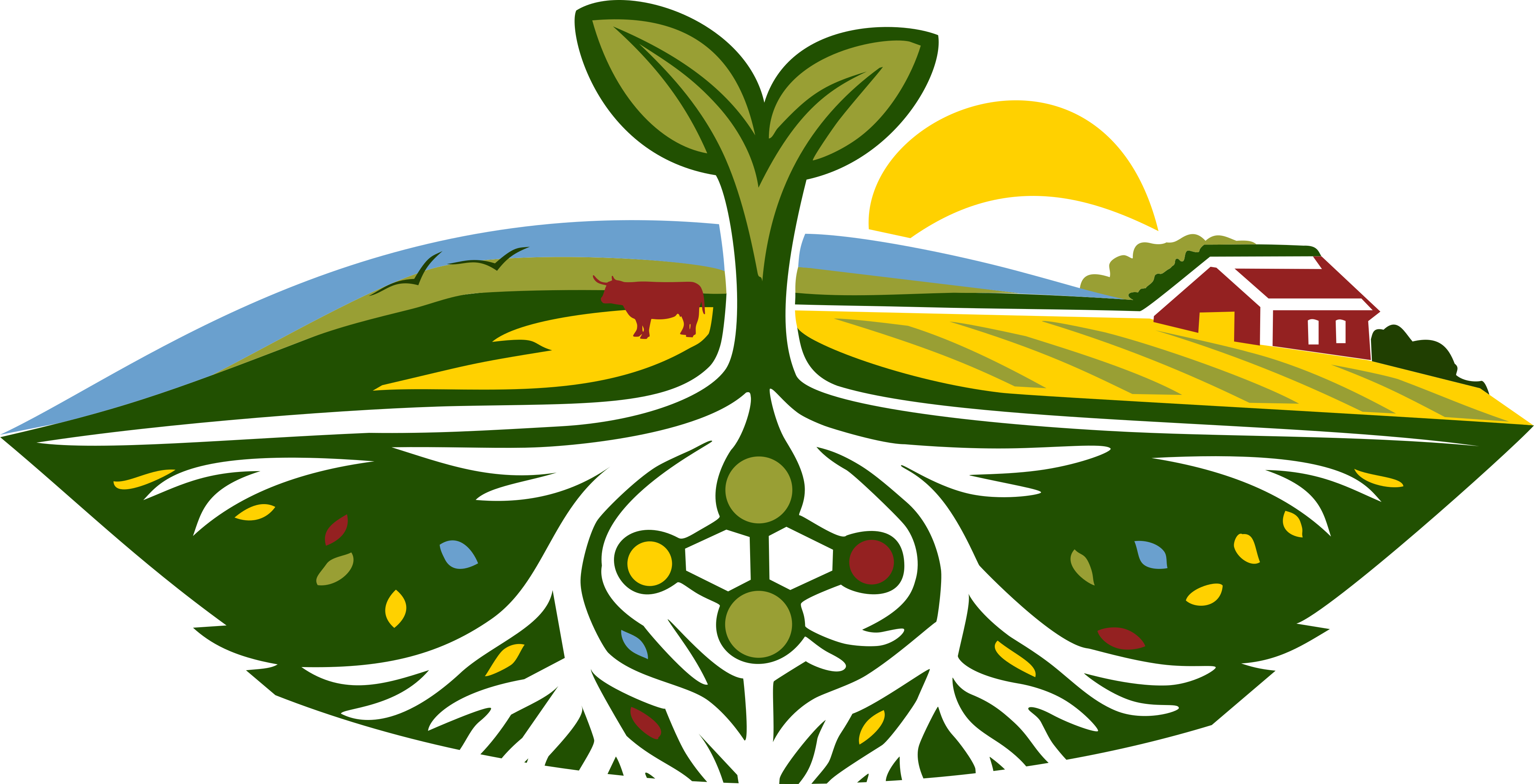 Illustration av gården och dess rotsystem